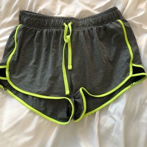 Grey and yellow athletic shorts